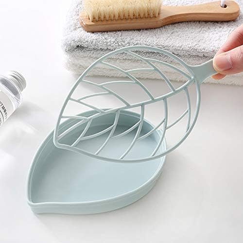 Aeggplant Blue Soap Dish,Leaf-Shaped Shower Soap Holder with Draining Tray