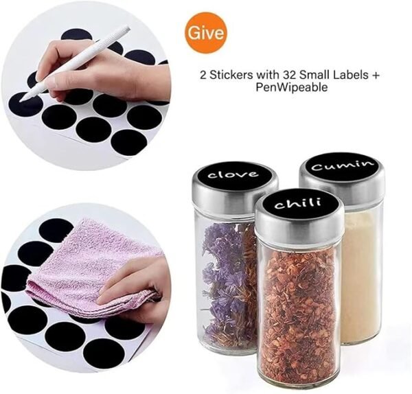 EBIZ&TECH 20-Jar Stainless Steel Rotating Spice Rack with Non-Slip Base