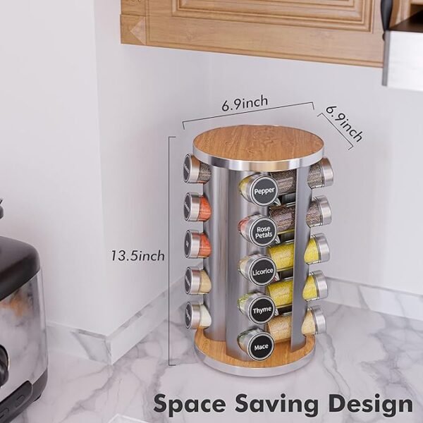 Revolving Spice Rack Set with 20 Spice Jars, Kitchen Spice Tower Organizer