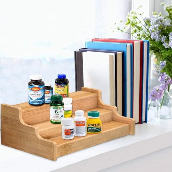 Zri Bamboo Spice Rack Kitchen Cabinet Organizer- 3 Tier