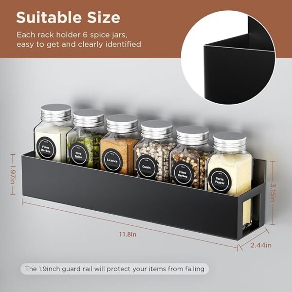 Agotglmi 4 Pack Magnetic Spice Rack with 24 Spice Jars, Spice Labels