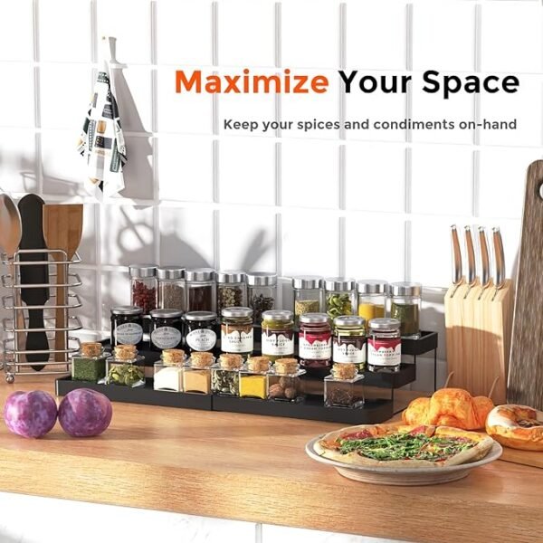 INVOCOO Expandable Spice Rack Organizer for Cabinet - 3 Tier Adjustable