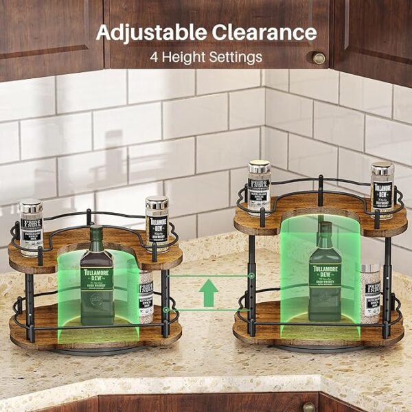 Lazy Susan Organizer Spice Rack Height Adjustable Rotating Lazy Turntable Spice Organization for Cabinet