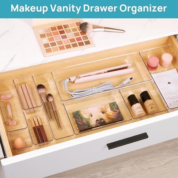 Vtopmart 36 PCS Clear Plastic Drawer Organizers Set, 7-Size Bathroom and Vanity Drawer Organizer