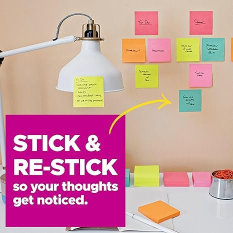 Post-it Super Sticky Lined Notes, 4 Sticky Note Pads, 8 x 6 in.