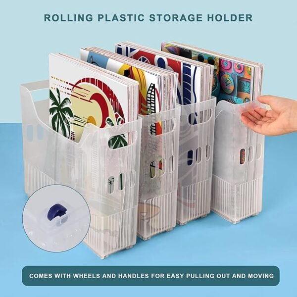 dndsim 4PCS 12x12 Scrapbook Paper Storage With Wheel
