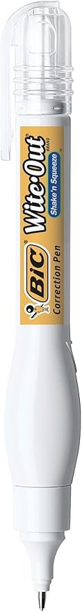 BIC Wite-Out Brand Shake 'n Squeeze Correction Pen, 8 ML,4-Count Pack