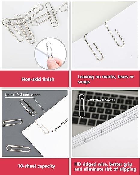 1 Nonskid Paper Clips, 600 Medium Paper Clips