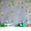 Green Garland Shamrock Clover Gold Circle Dots Streamers Glitter St Patricks Day