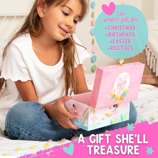 Giggle & Honey  Musical Ballerina Jewelry Box for Girls - Kids Music Box with Spinning Ballerina