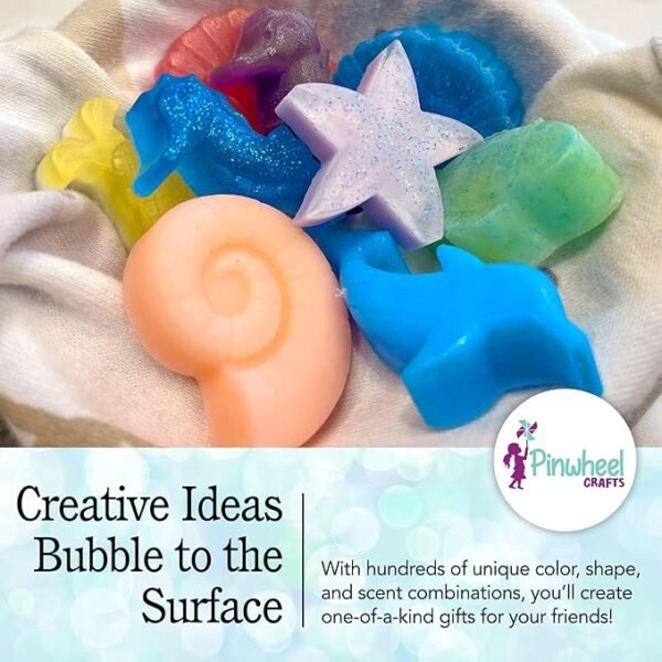Soap Making Kit for Kids, DIY Complete Set with Molds, Scents, Dye, Glitter, Foaming Net