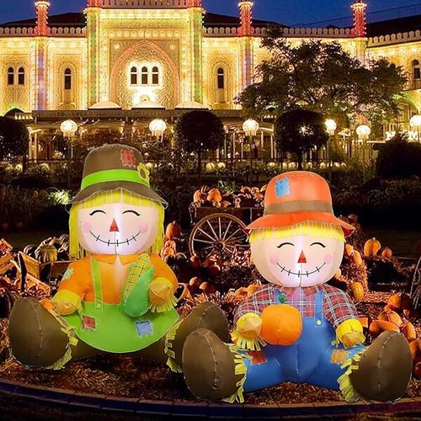 3.3FT Fall Inflatable Decoration, Set of 2 Air Blown Scarecrow Couples