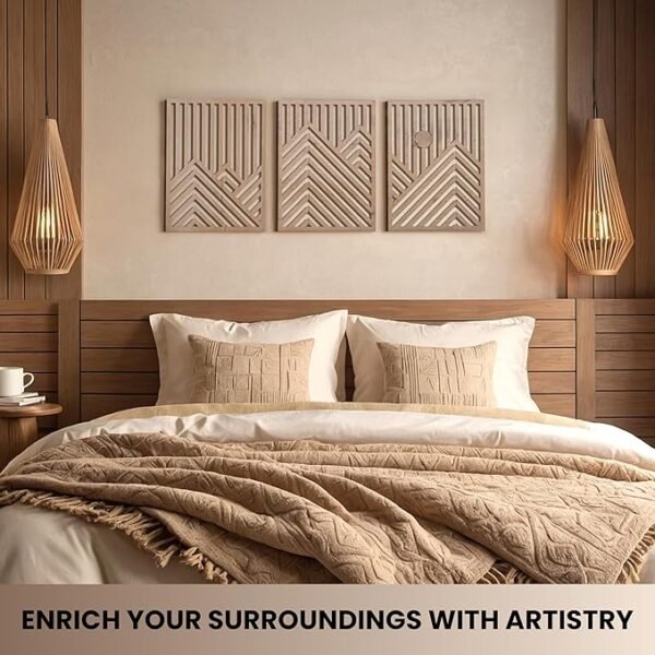 4 Modern Mountain and Sun Wall Sculptures - Set of 3