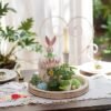 Decorative Serving Tray Wood: White Washed Bead Round Tray
