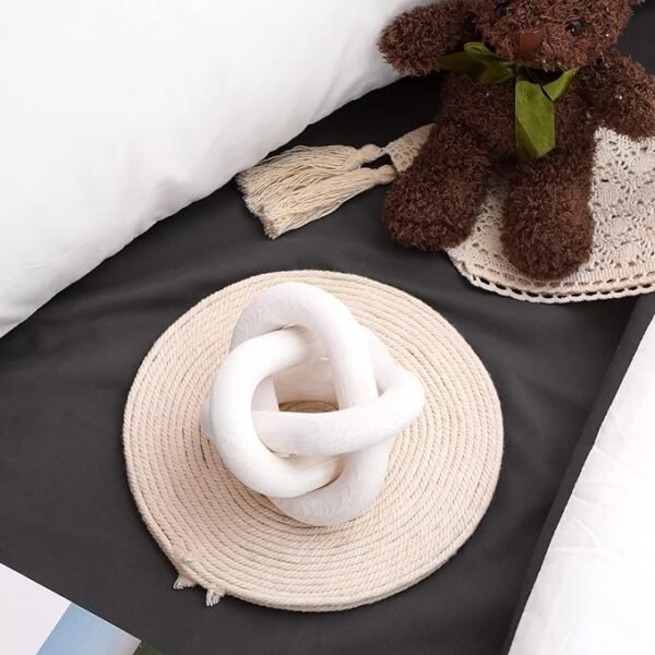 Wood Chain Link Decor 3 Link Wood Knot Decor Hand Carved Coffee Table Decor