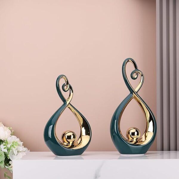 Modern Art Home Decor Statues, Unique Ceramic Abstract 2 Piece