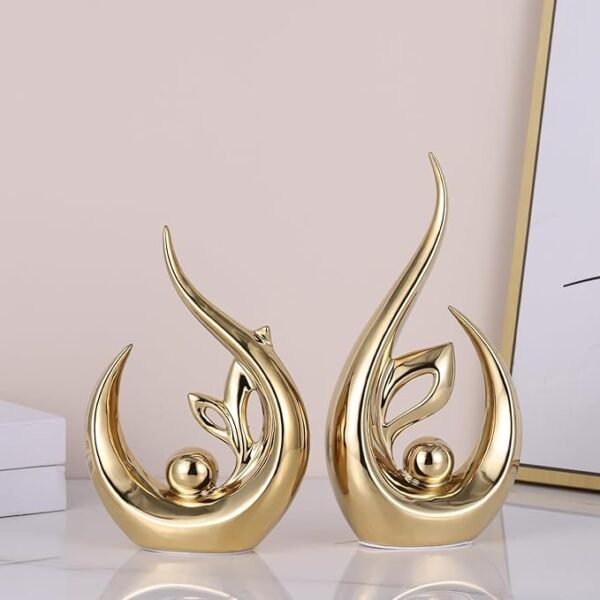 Gold Abstract Sculptures Home Decor, Ceramic Art Statue Cool Stuff
