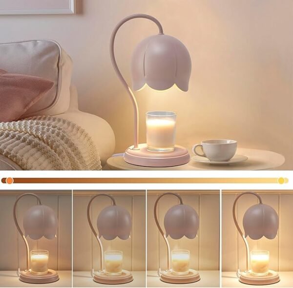 Cute Pink Flower Candle Warmer Lamp with Timer Dimmable