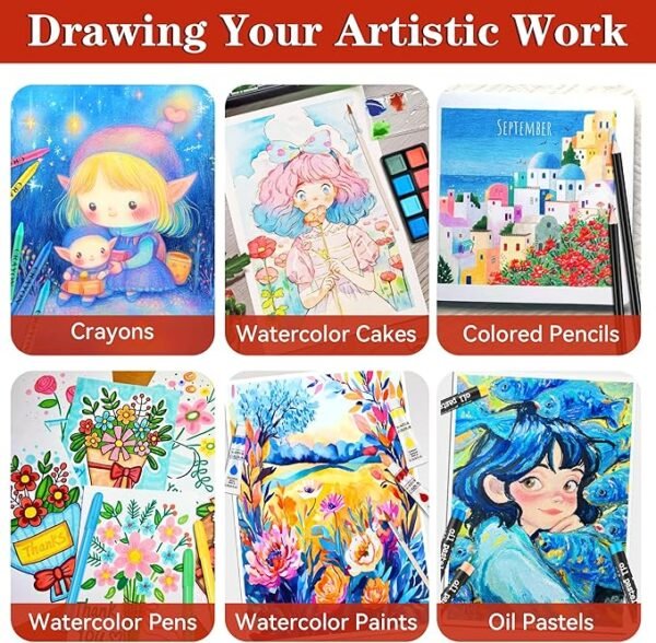 5 Art Supplies, 269 Piece Deluxe Art Set with 6 Drawing Pads