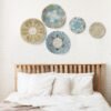 Hanging Woven Wall Basket Decor - Wicker Wall Baskets Decor Boho Flat set of 5