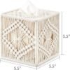 Tissue Box Cover Macrame Square Open-Bottom Tissue Box