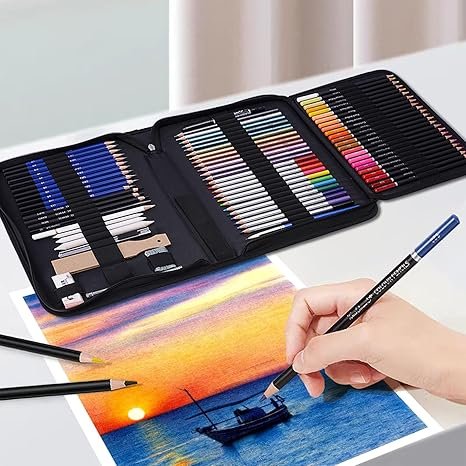5 101 Pieces Advanced Drawing Set and Sketching Kit, with 3-Color Sketchbook