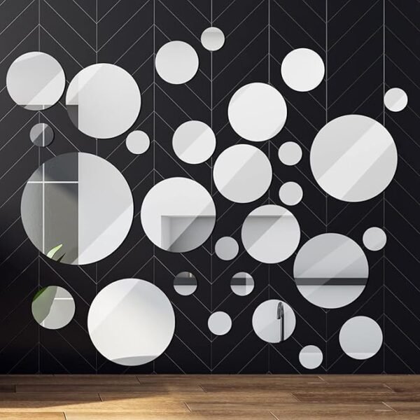 Real Glass Round Mirror Tiles Frameless Round Wall Mirrors