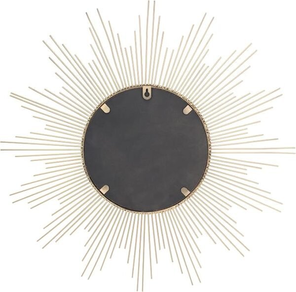 5 Round 23" Antique Gold Metal Starburst Hanging Wall Mirror