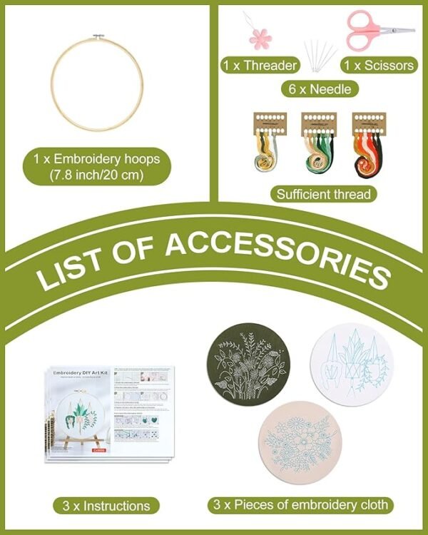 5 3 Sets Embroidery Kit for Beginners Needlepoint Cross Stitch Kits for Adults