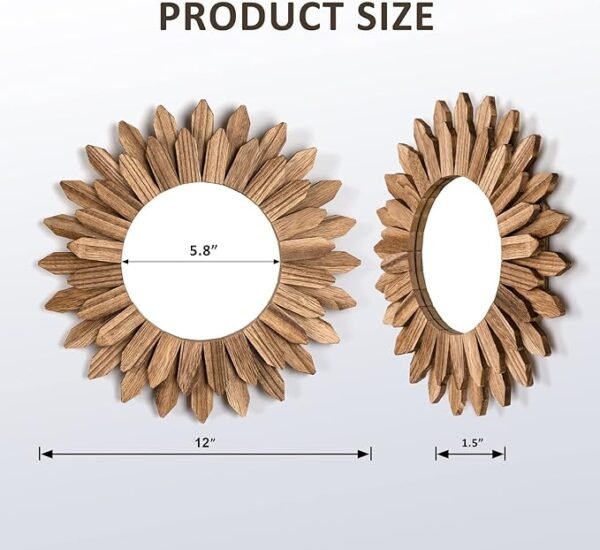 Wall Mirror Decorative 12 inch Rustic Wood Mirror