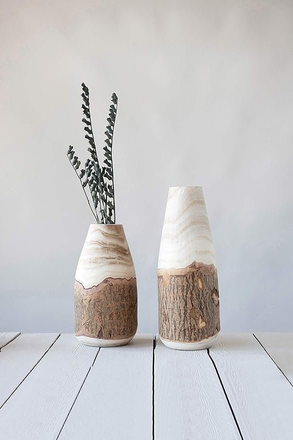 Creative Co-Op 13" H Carved Paulownia Wood