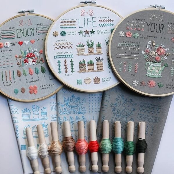 3 Pack Beginner Embroidery Kits for Adults DIY Starter Kit