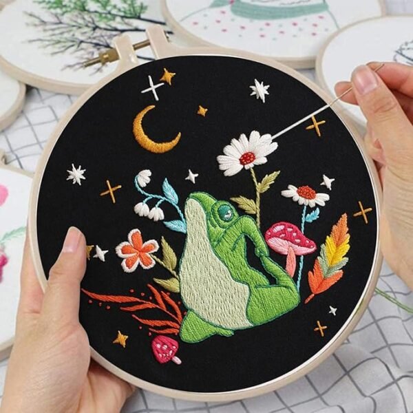 4 Set Frog Embroidery Kits for Beginners