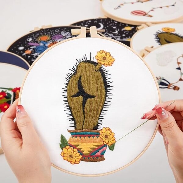 Funny Cactus Embroidery Kit for Beginner Adults