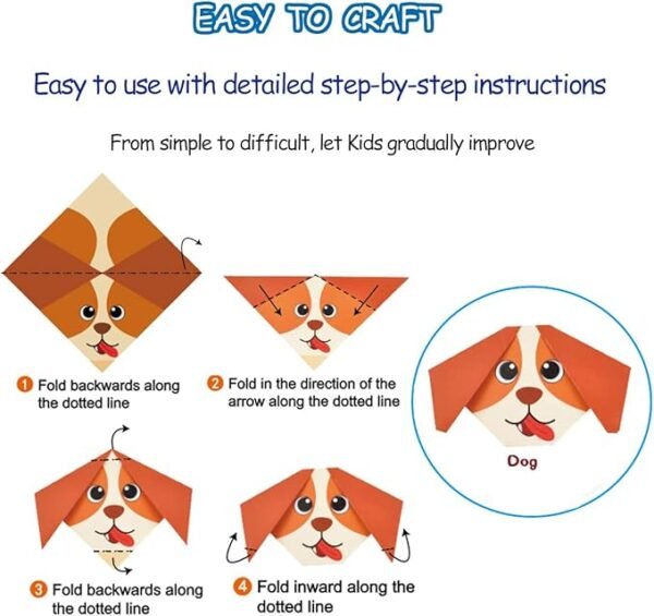 5 Origami Kit for Kids Ages 5-8 8-12, with Guiding Book, 98 Sheets Paper with 47 Patterns