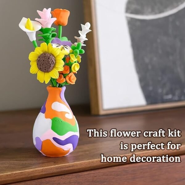 Drama Planet Flower Craft Kit for Kids, Make Your Own Flower Bouquet with Air Dry Clay