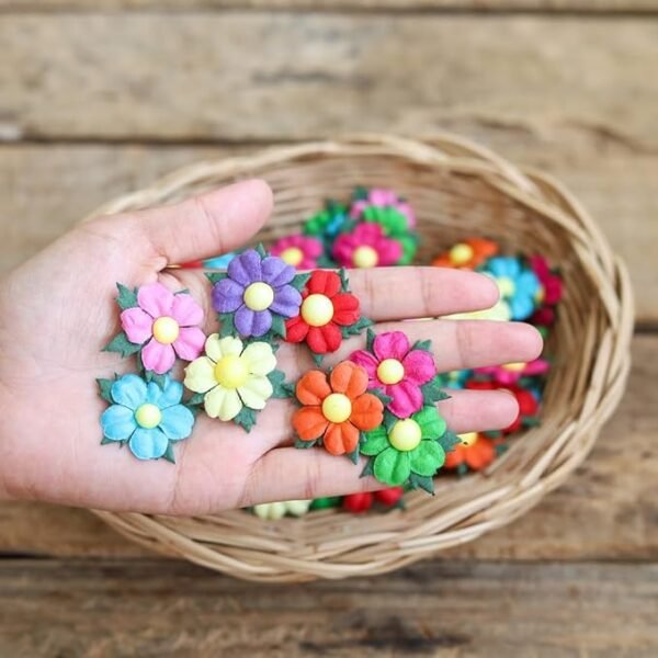 Handmade 100 Pcs Lovely Mulberry Paper Flowers 30x30mm