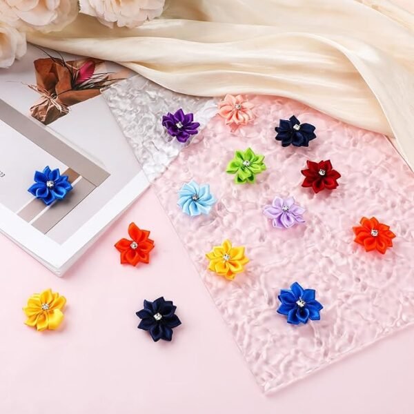 50PCS Satin Ribbon Flowers for Crafts Small Flowers 1.2 Inch