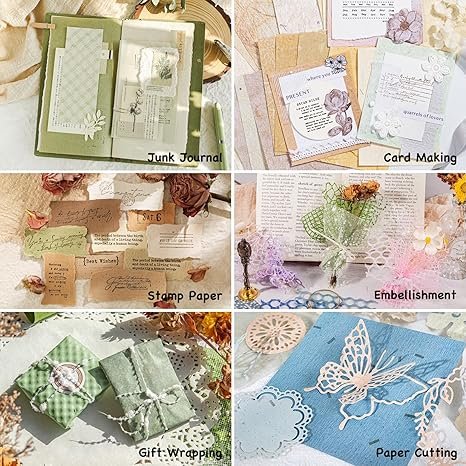 ARTSMONA 96 Sheets Textured Scrapbook Paper and Mesh Fabric 3.9x5.5 Inch