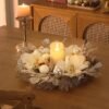 Artflower 18" Christmas Door Wreath with Magnolia Flowers Champagne Gold