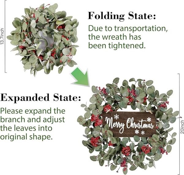 Sggvecsy 18 Inch Artificial Christmas Wreathfor Front Door