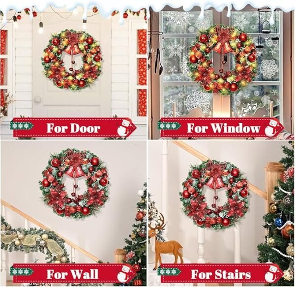 Yastouay 17" Christmas Wreaths for Front Door