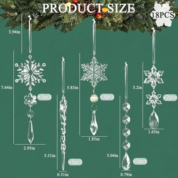 QuassLee Store 18pcs Crystal Christmas Ornaments