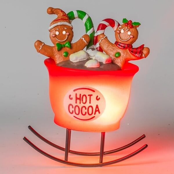 NEROSUN Christmas Gingerbread Man in Lighted Rocking Hot Cocoa Cup