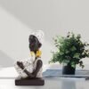 Lescafita African Statues for Home Decor, Sculptures Decorations for Living Room, 10.5