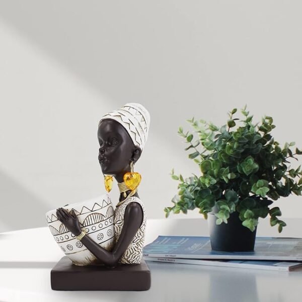Lescafita African Statues for Home Decor, Sculptures Decorations for Living Room, 10.5