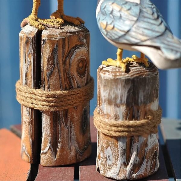 OECECR 2Pcs Wooden Seagull Figurine Vintage Nautical Sea Bird