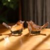 Reyife Small Bird Figurines Home Decor Glass Crystal Bird Statue