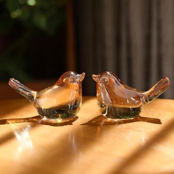 Reyife Small Bird Figurines Home Decor Glass Crystal Bird Statue