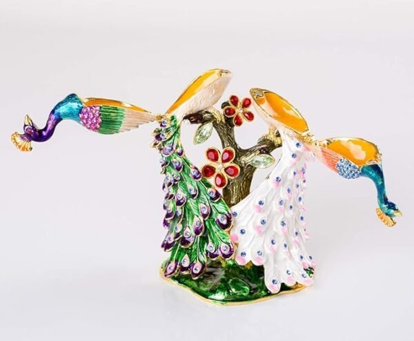 5 SEVENBEES Hand Painted Pair of Peacocks Figurine